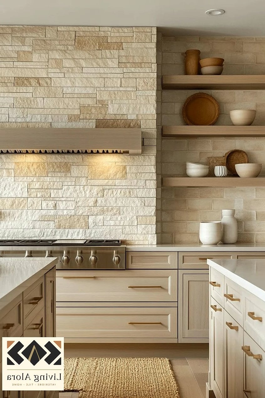 23 Backsplash Ideas for White Cabinets Ideas That Will Transform Your Space 11 Natural Stone in Neutral Tones