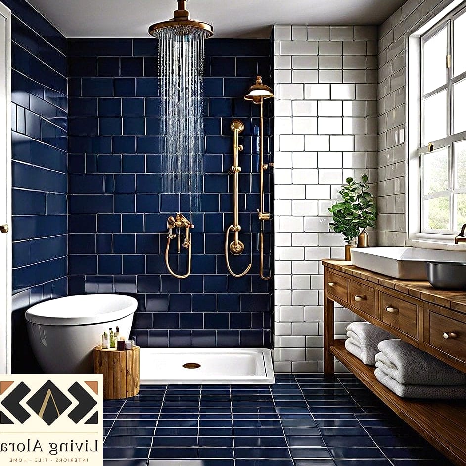 13 Glass Subway Tile Ideas We Can't Stop Pinning 4 Navy Blue Glass Tile Behind a Bar or Wet Bar
