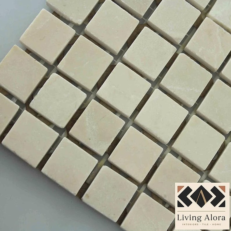 25 Square Mosaic Tile Ideas Perfect for Any Budget 12 Neutral Beige Mosaic for a Warm Minimalist Look