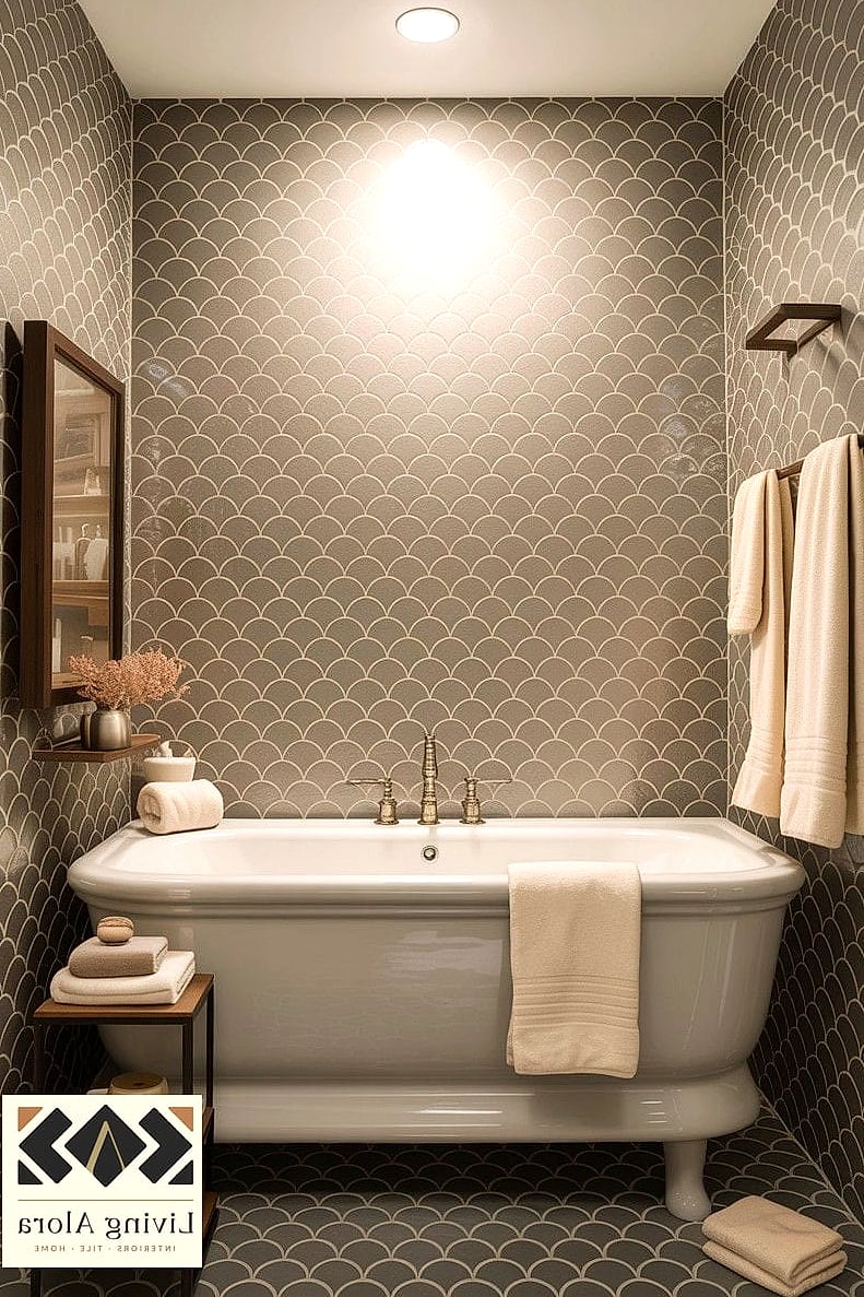 Neutral Cream Fish Scale Tile for a Timeless Kitchen Look