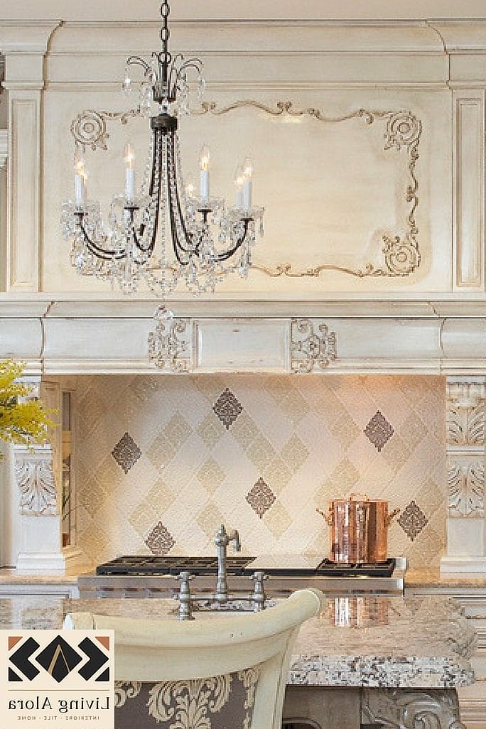 25 Damask Tile Ideas to Show Your Contractor 5 Neutral Damask Tile on a Kitchen Island