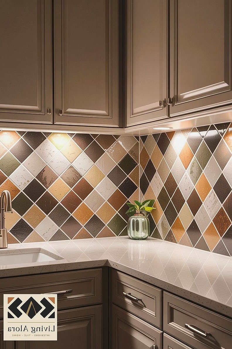 16 Diamond Tile Ideas Worth Stealing From Interior Designers 11 Neutral Diamond Tile Powder Room
