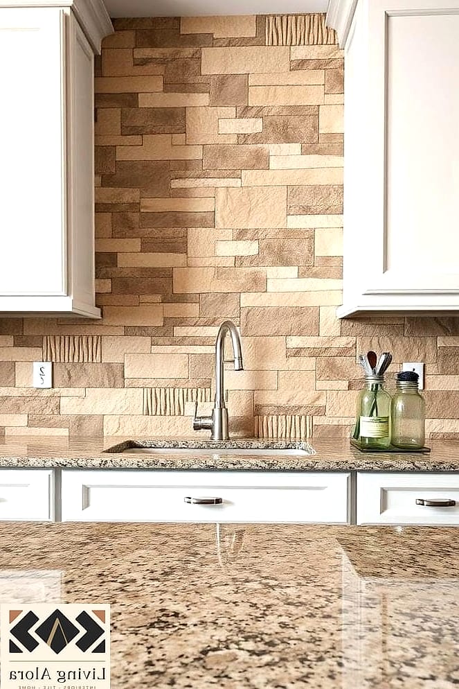 25 Backsplash for Granite Countertops Ideas That Will Change How You See Your Home 15 Neutral Stone Mosaic Blend