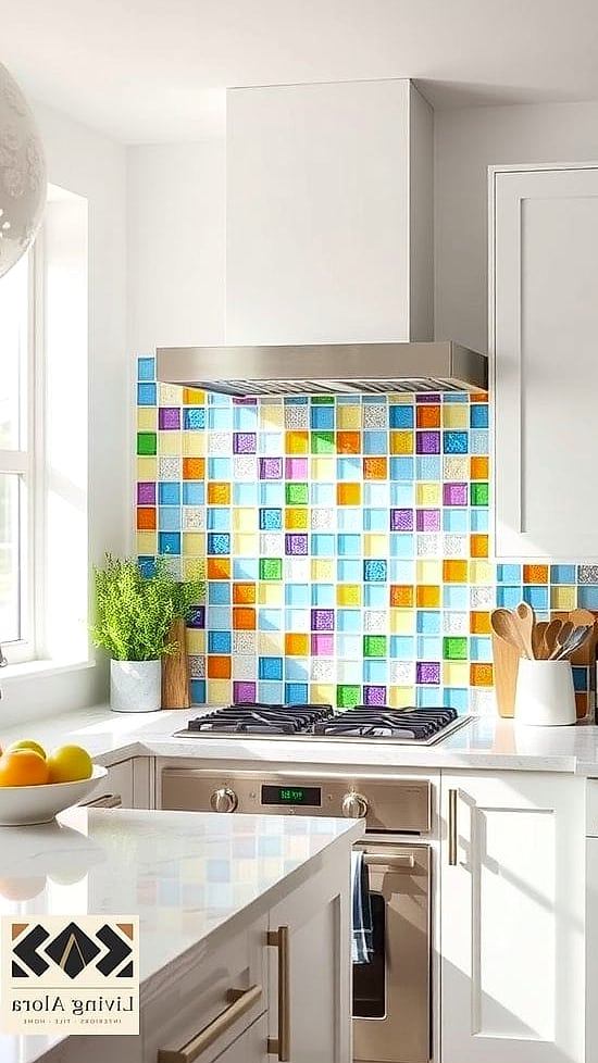 25 Colorful Glass Backsplash Ideas That Maximize Style and Function 6 Ombre Glass Tile Transition