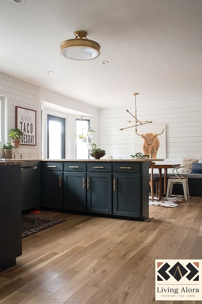 13 Dark Kitchen Ideas Perfect for Any Budget 10 Open Shelving with Dark Wood Tones