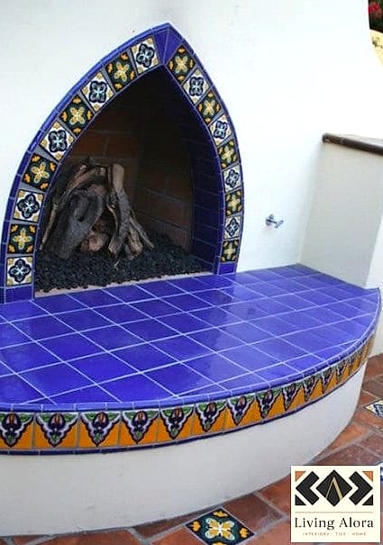 Patterned Tile Fireplace Surround