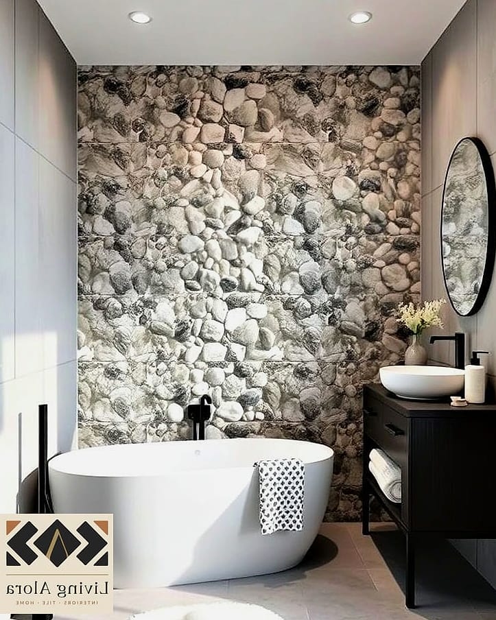 Pebble or Textured Stone Shower Floors