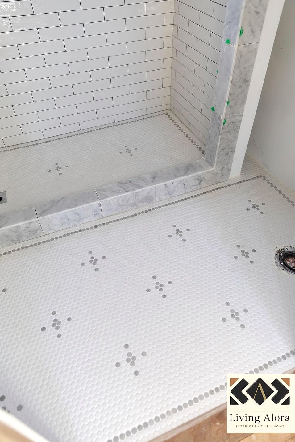 10 Penny Tile Ideas That Maximize Style and Function 4 Penny Tile Shower Floor with a Contrasting Pattern