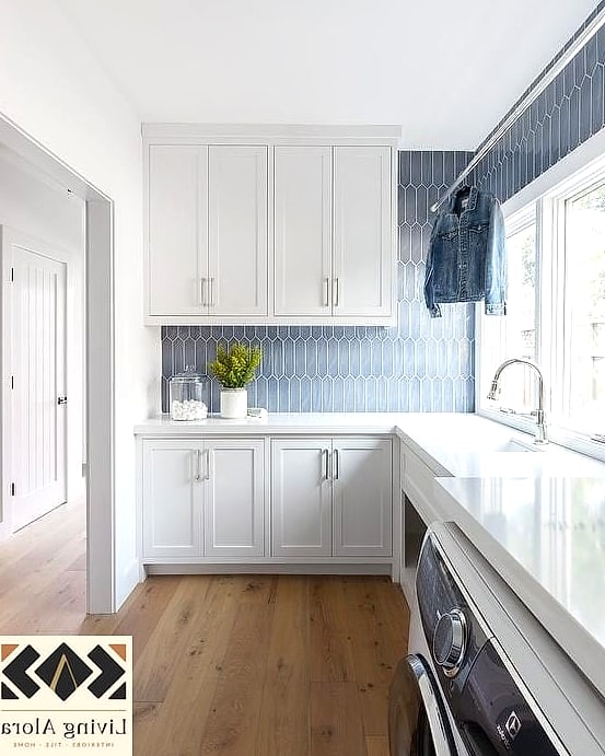 25 Picket Tile Ideas Worth Stealing From Interior Designers 15 Picket Tile Laundry Room Backsplash