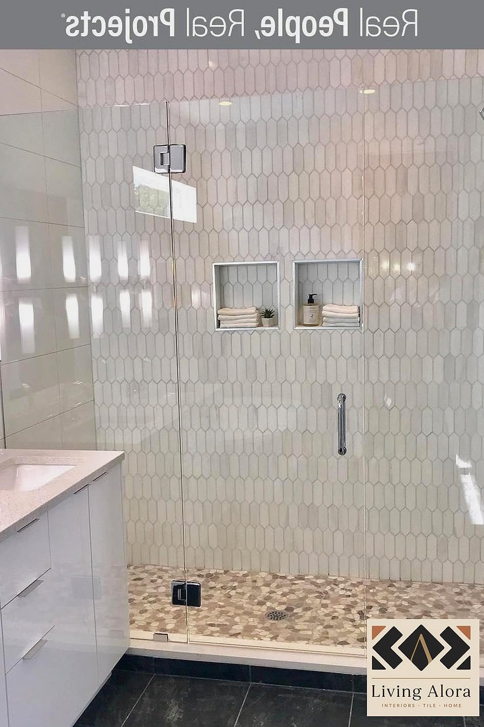 25 Picket Tile Ideas Worth Stealing From Interior Designers 22 Picket Tile Behind Open Shelving