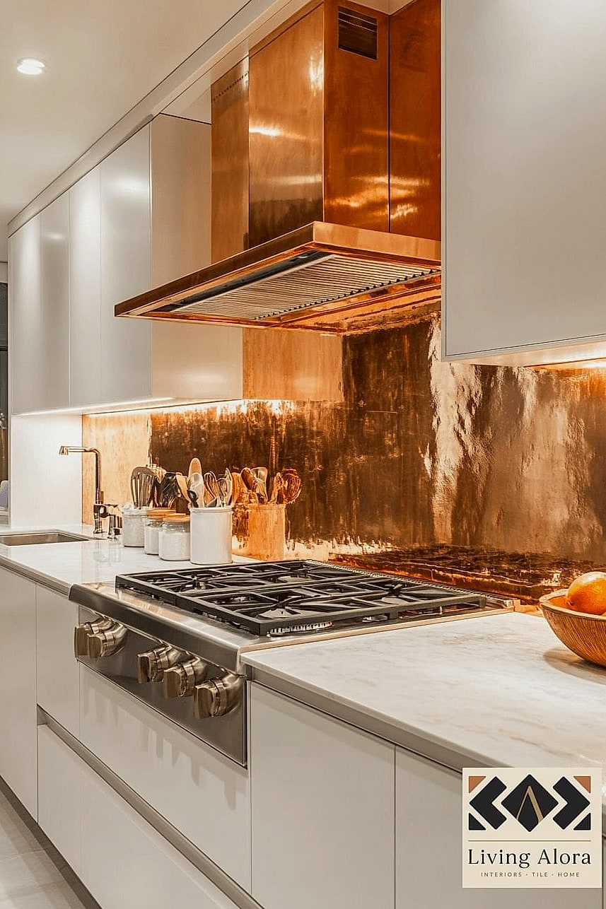 13 Copper Backsplash Ideas From Homes We Absolutely Love 5 Polished Copper for a Glam Kitchen