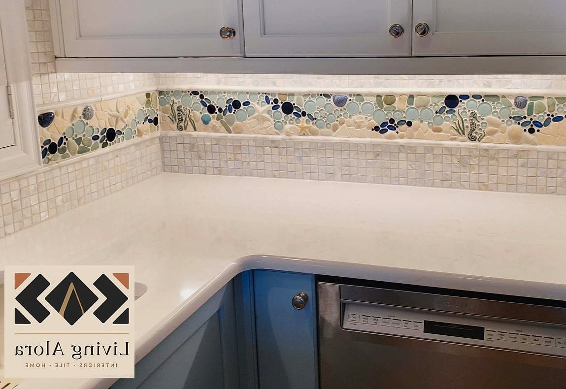 19 Mother of Pearl Backsplash Ideas We Can't Stop Pinning 9 Powder Room Feature Wall