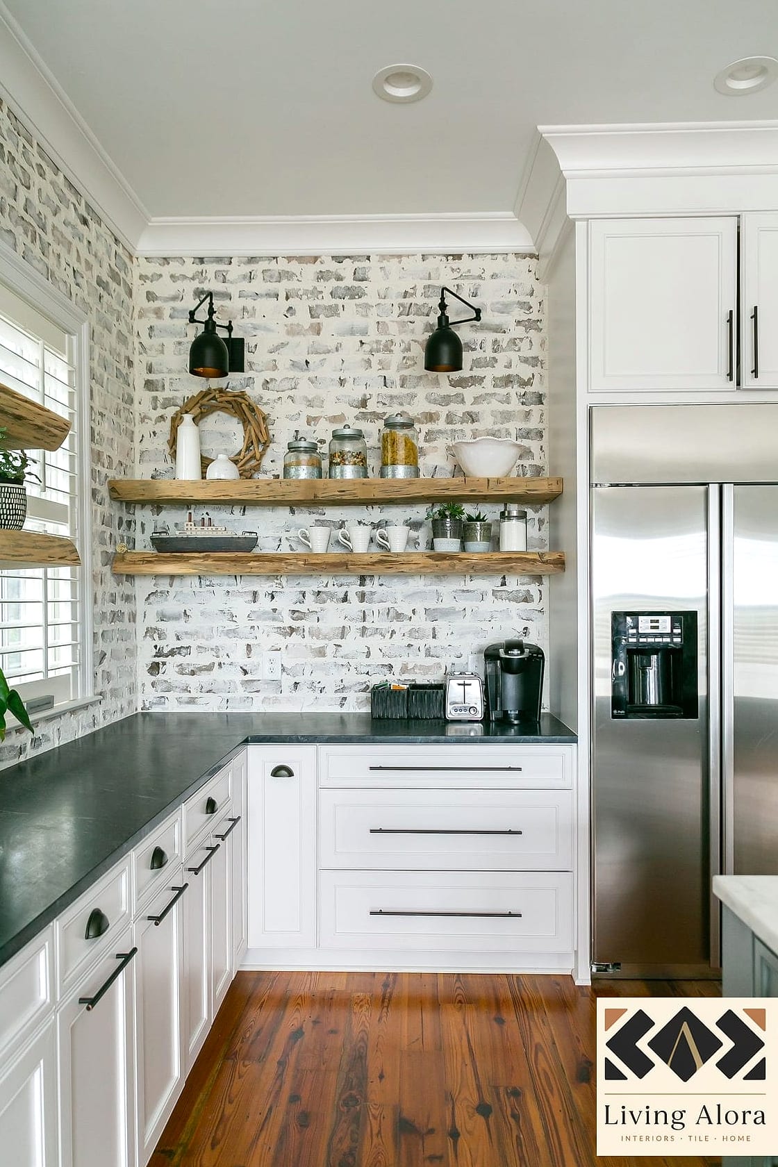 18 White Brick Backsplash Ideas You Haven't Seen Before 8 Reclaimed White Brick with Chips and Imperfections