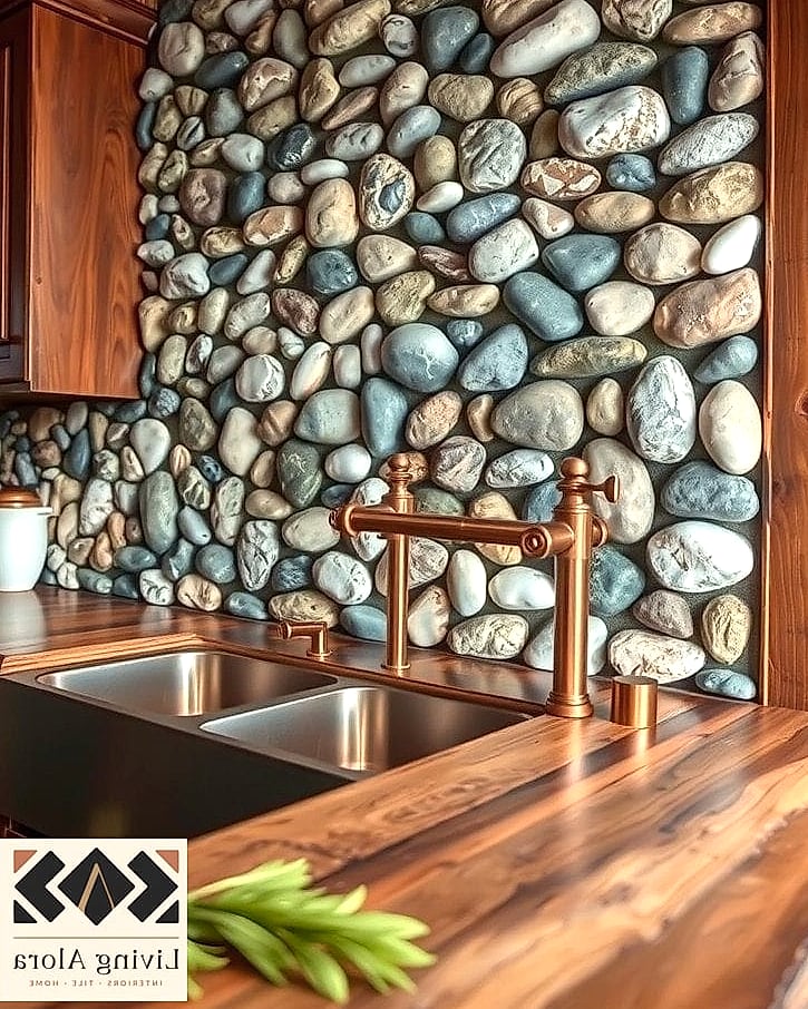30 Stone Backsplash Ideas That Will Transform Your Space 12 River Rock Accent Strip