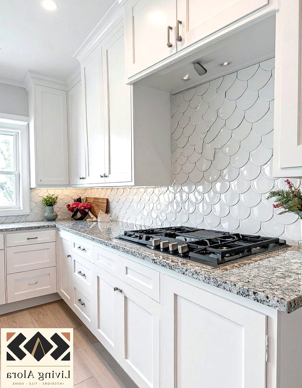 25 Backsplash for White Quartz Countertops Ideas From Homes We Absolutely Love 20 Scalloped or Fish Scale Tile