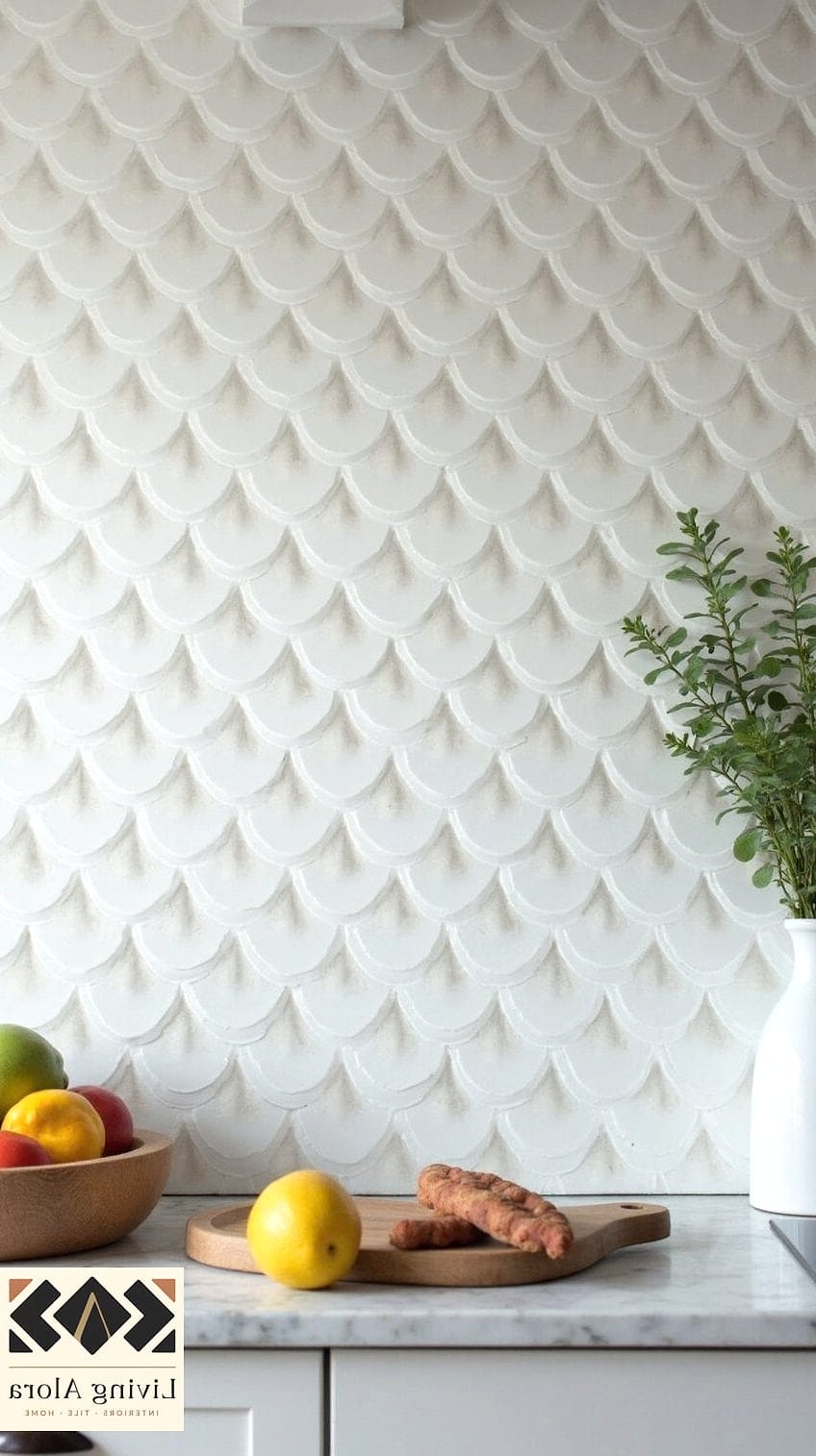 Scalloped or Fish Scale White Tile