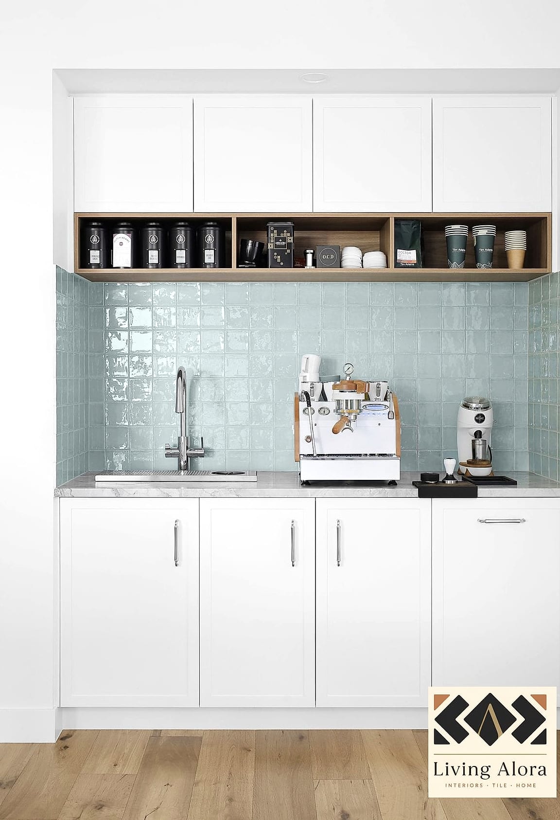 Slab Backsplash Behind a Wet Bar