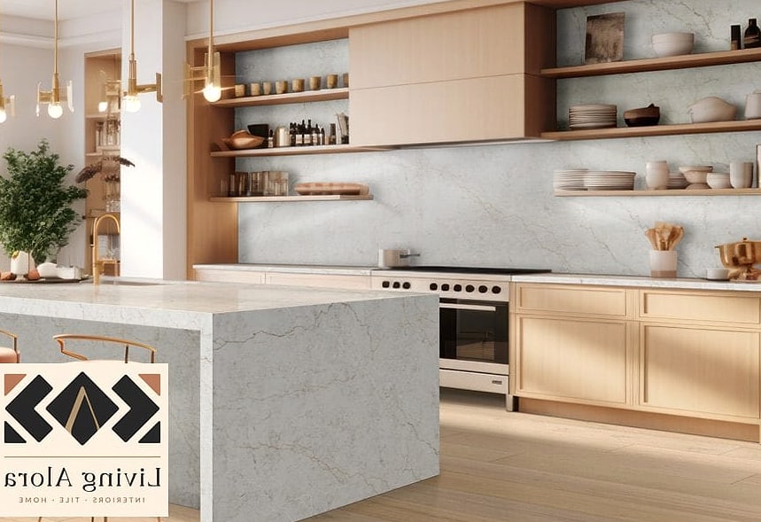 15 Neutral Backsplash Ideas We Can't Stop Pinning 9 Slab Backsplash in Quartz