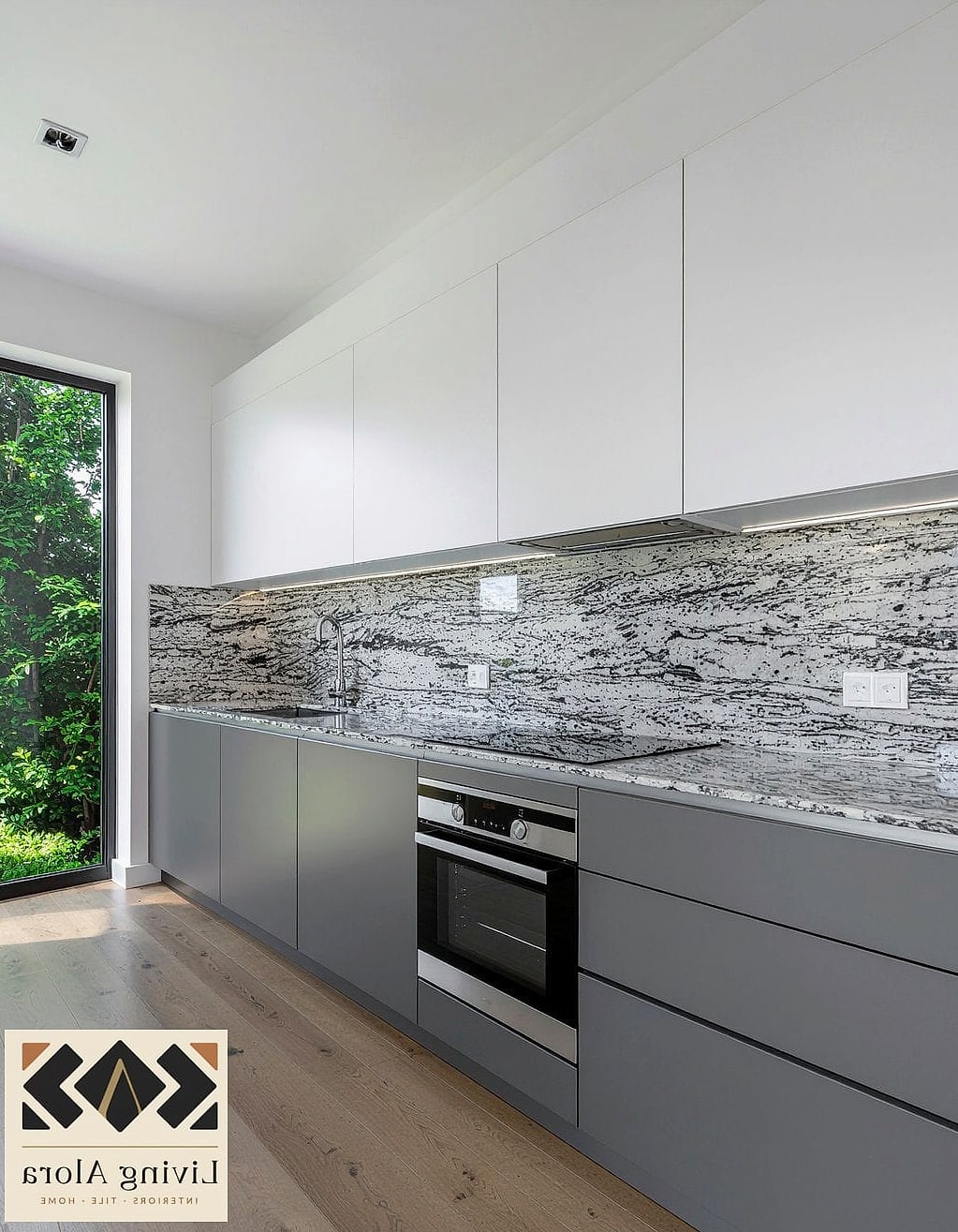 Slab Quartz Backsplash for Easy Care