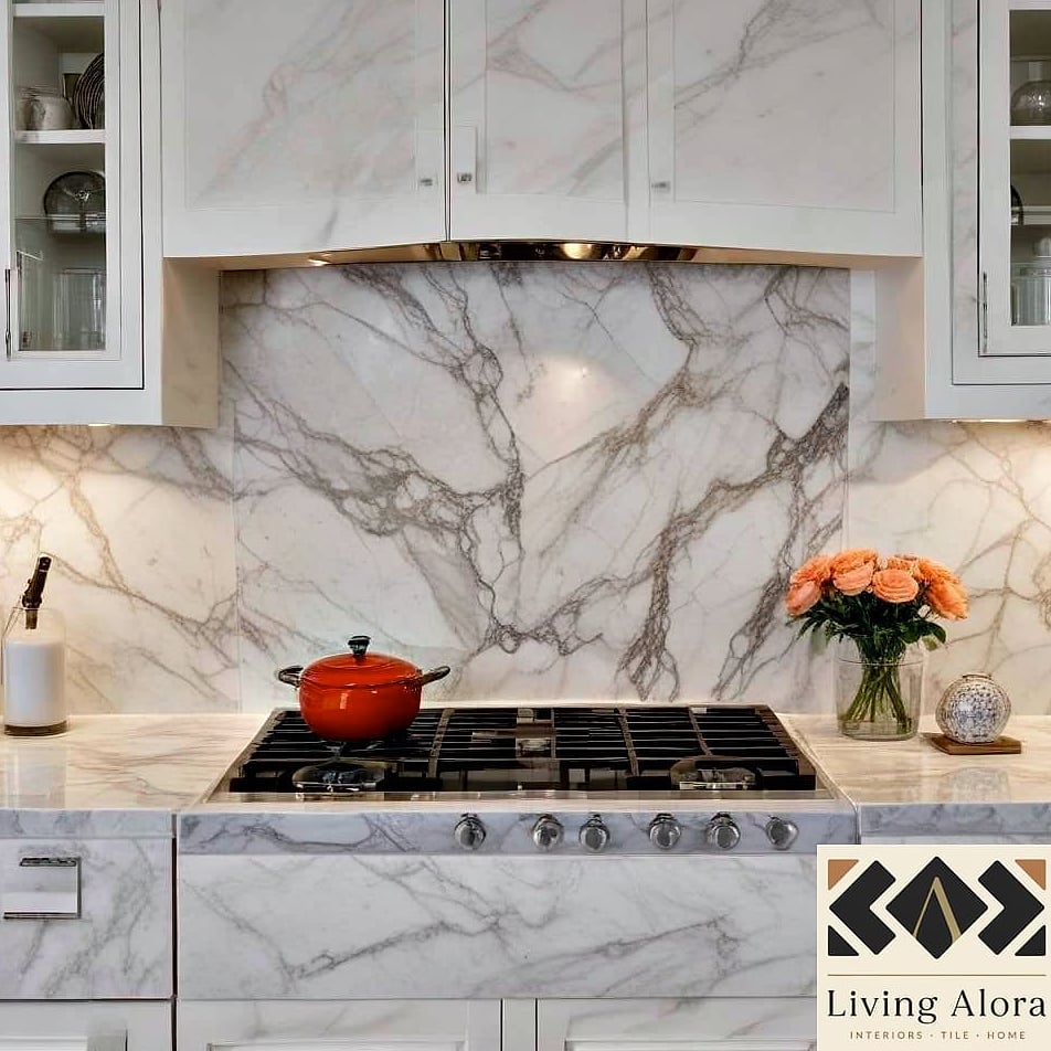 25 Backsplash Ideas for Small Kitchen Ideas to Inspire Your Next Renovation 9 Sleek Marble Slab Backsplash