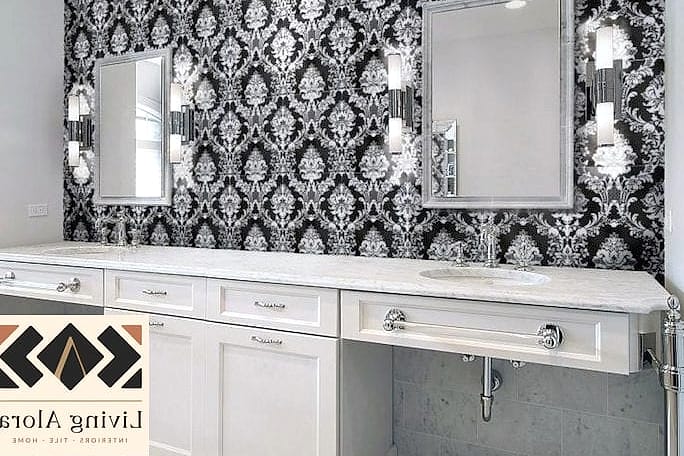 25 Damask Tile Ideas to Show Your Contractor 8 Small Bathroom Damask Accent Strip