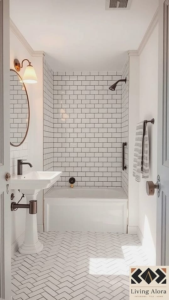 30 Herringbone Tile Ideas That Maximize Style and Function 8 Small-Format Mosaic Herringbone