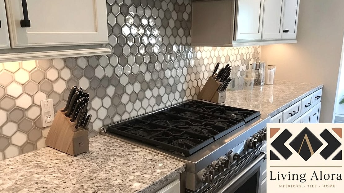 19 Backsplash for Busy Granite Stylish Tile Ideas to Inspire Your Next Renovation 4 Small Hexagon Mosaic in Cream