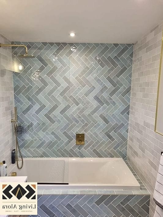 Small Square Tile in a Herringbone Pattern