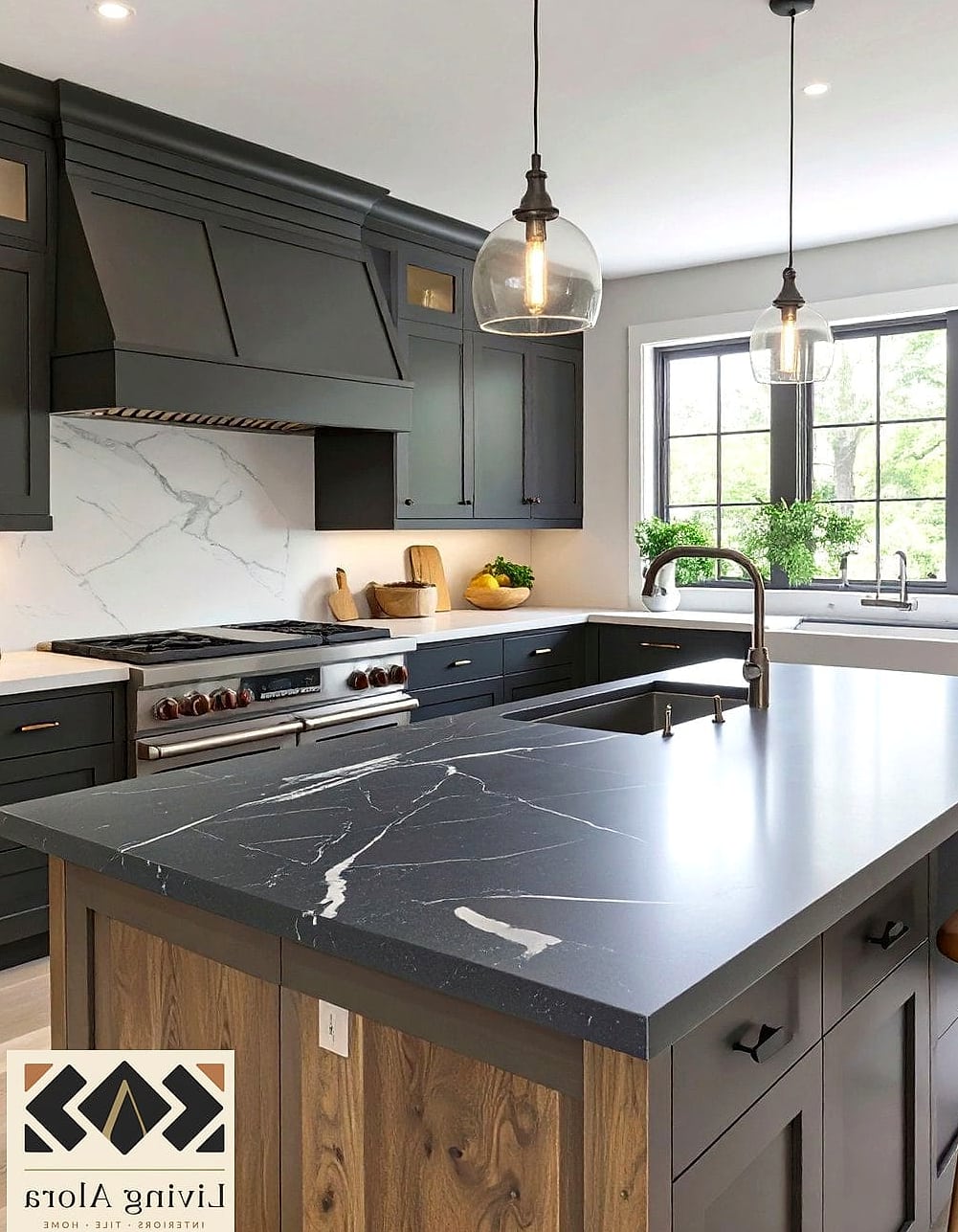13 Dark Kitchen Ideas Perfect for Any Budget 9 Soapstone or Dark Quartz Countertops