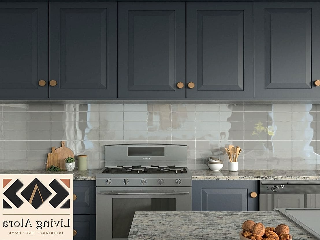 19 Backsplash for Busy Granite Stylish Tile Ideas to Inspire Your Next Renovation 15 Soft Blue-Gray Ceramic Subway Tile