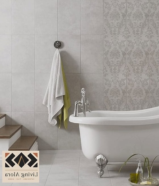 25 Damask Tile Ideas to Show Your Contractor 3 Soft Gray Damask Shower Surround