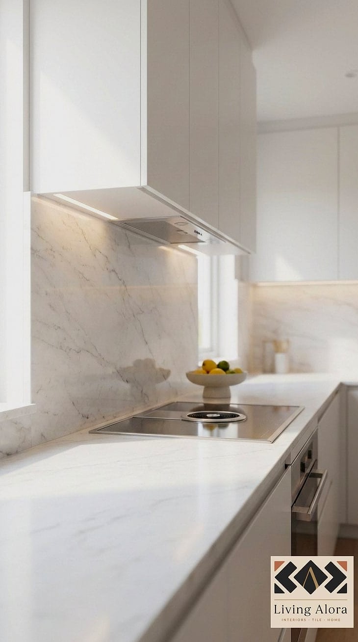 Soft Neutral Slab for Small Bathrooms