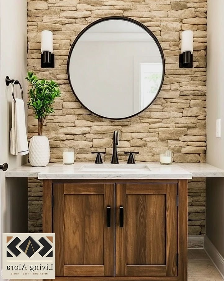 11 Bathroom Backsplash Ideas You Haven't Seen Before 5 Stacked Stone Ledger Panels