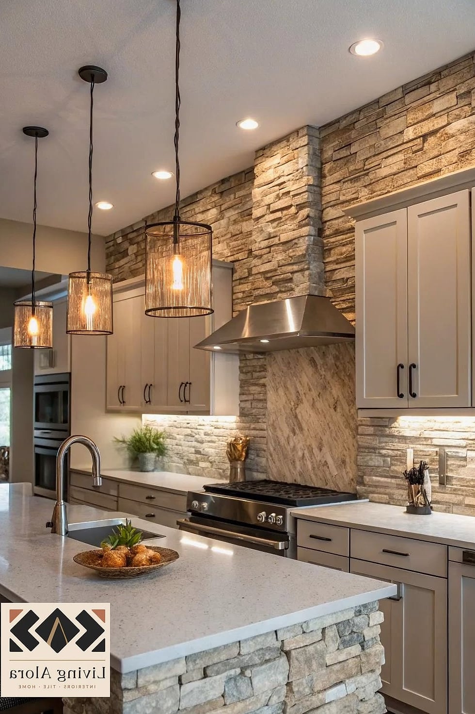 Stacked Stone Backsplash