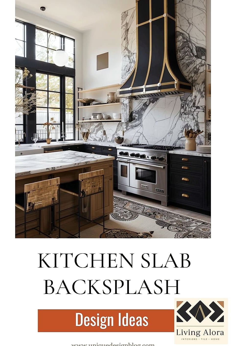 15 Kitchen Backsplash Ideas That Will Transform Your Space 12 Statement Slab Behind the Range Only