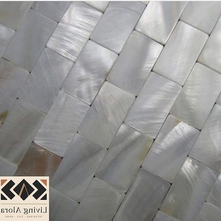 19 Mother of Pearl Backsplash Ideas We Can't Stop Pinning 4 Subway-Cut Mother of Pearl