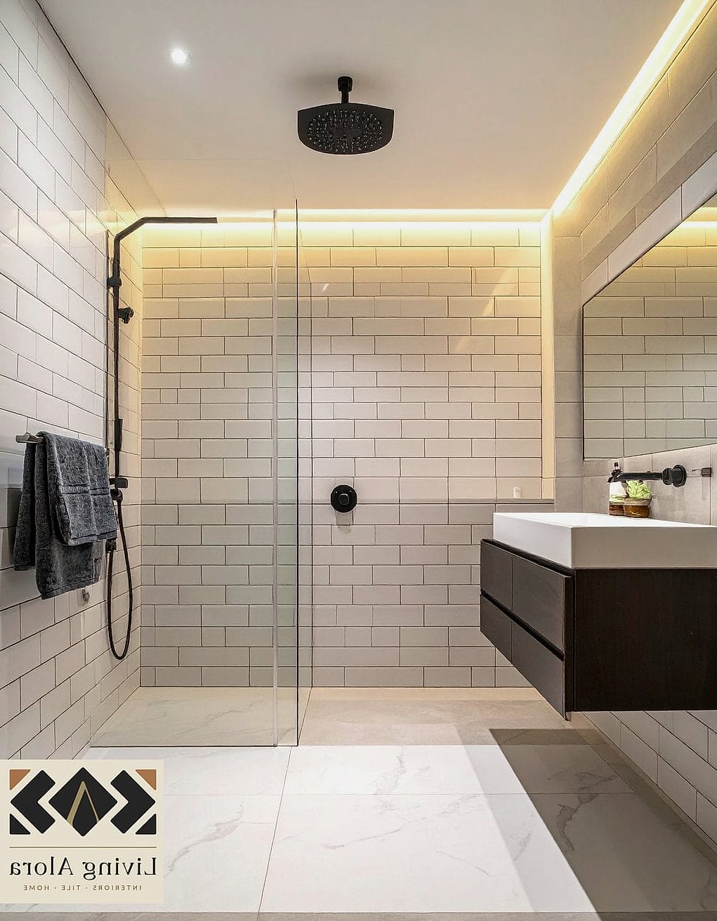 13 Modern Subway Tile Ideas That Will Transform Your Space 11 Subway Tile Extended to the Ceiling