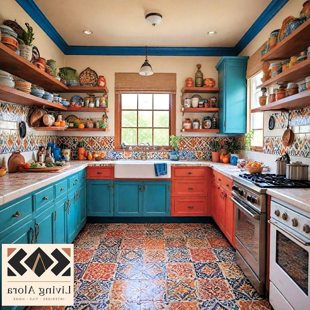 Talavera Tile Kitchen Island