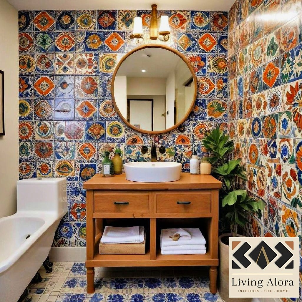 Talavera Tile Bathroom Vanity Backsplash