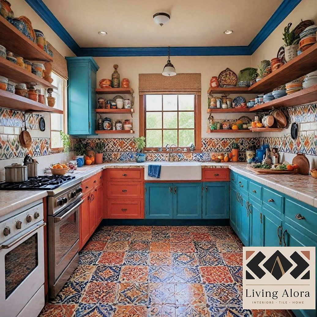 Talavera Tile Kitchen Table Inlay