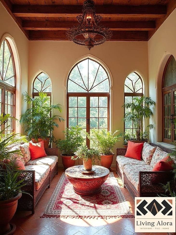 17 Moroccan Tile Ideas for Every Home Style and Budget 5 Terracotta Moroccan Tile for a Sunroom Floor