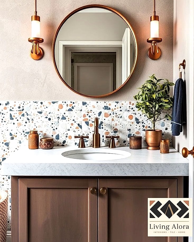 11 Bathroom Backsplash Ideas You Haven't Seen Before 9 Terrazzo-Look Backsplash