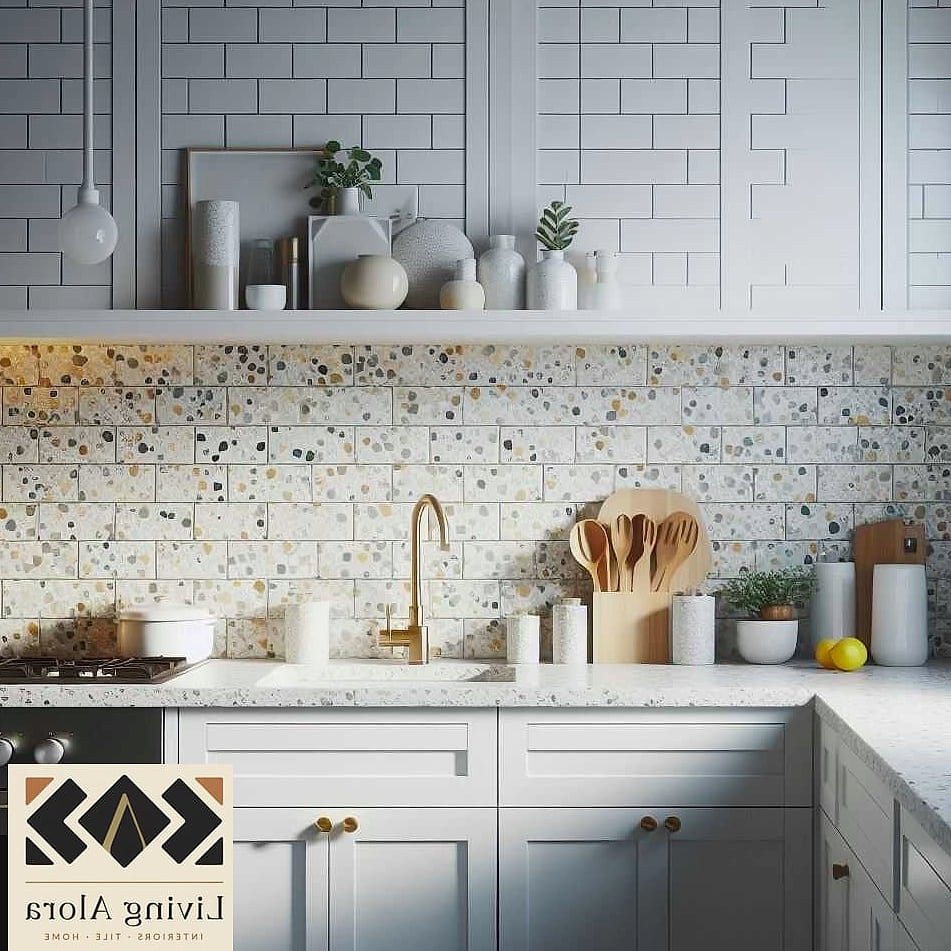 Terrazzo Tile with Thin Grout Lines