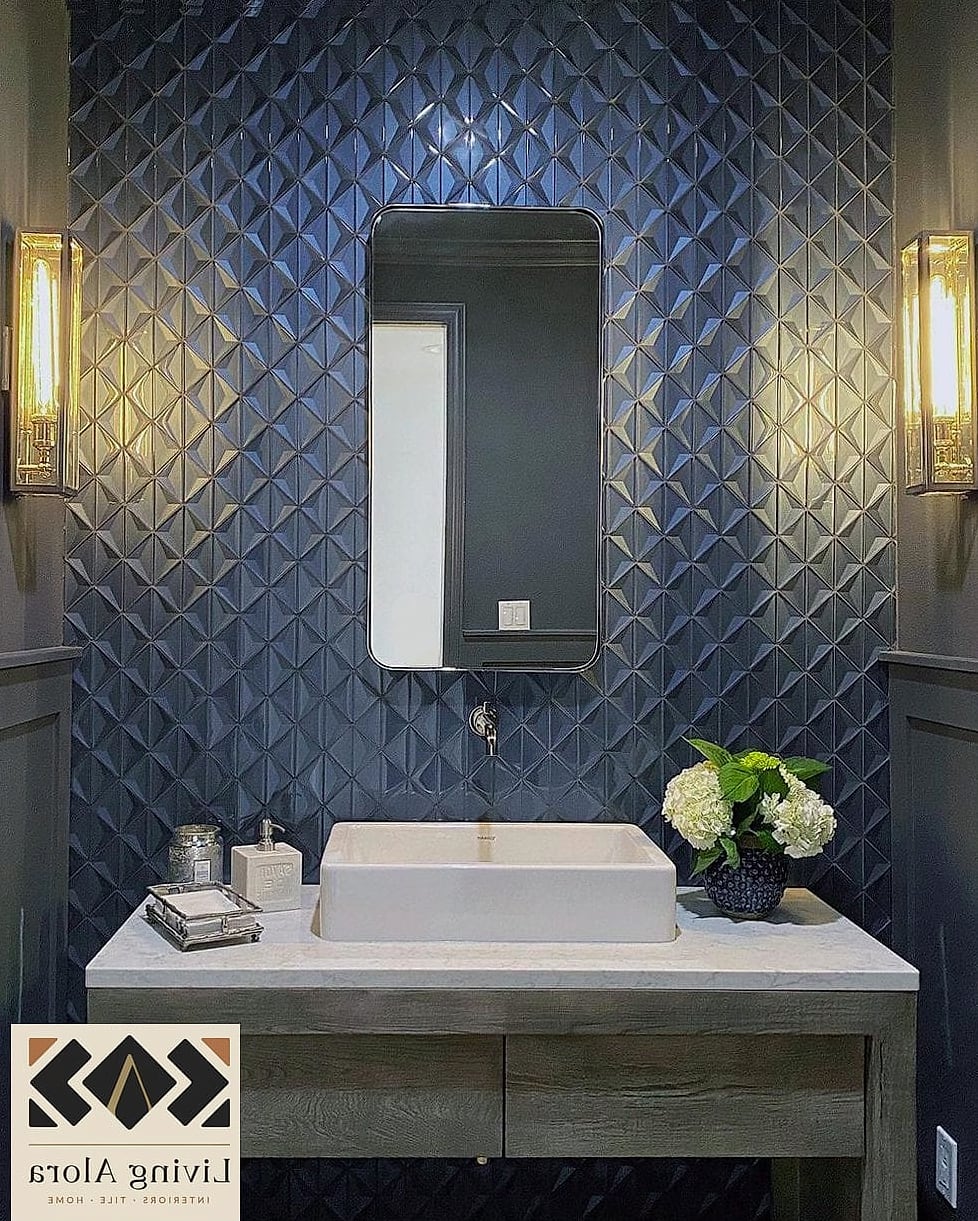 14 Backsplash for Small Bathroom Ideas Worth Bookmarking Before You Renovate 9 Textured Ceramic Tile