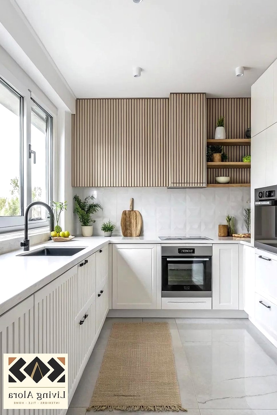 17 Ceiling Height Backsplash Ideas From Homes We Absolutely Love 6 Textured Fluted Tile for a Spa-Like Feel