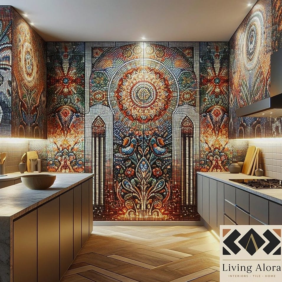 Textured Mosaic in a Vertical Installation for a Custom Feel