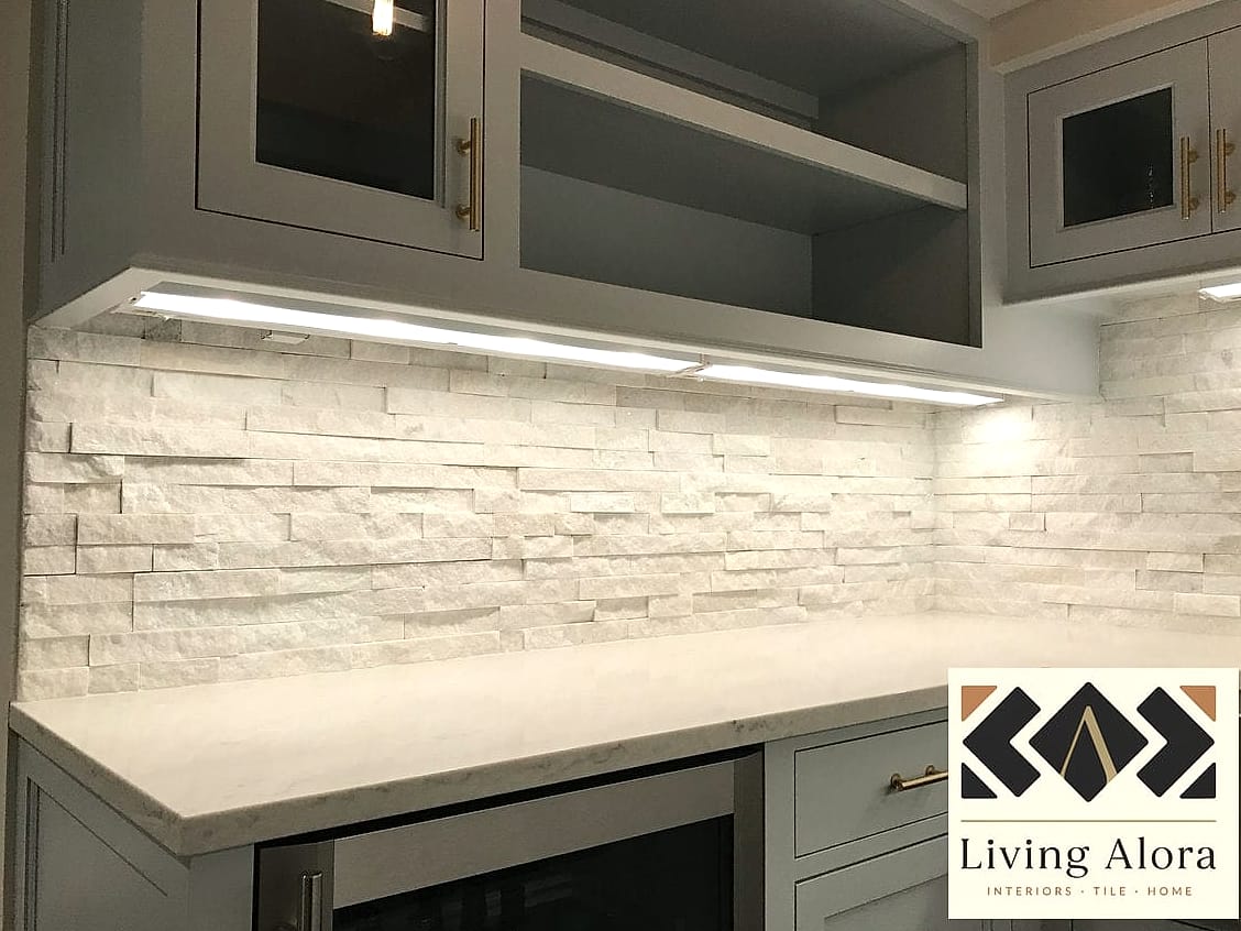 Textured White Stone Mosaic