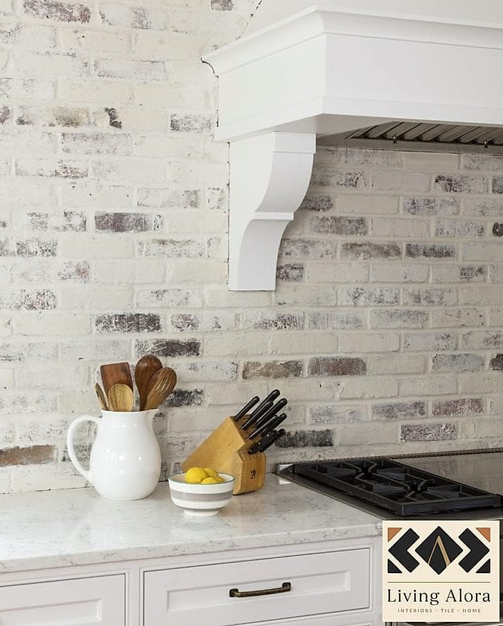 18 White Brick Backsplash Ideas You Haven't Seen Before 4 Thin Brick Veneer in a Vertical Stack