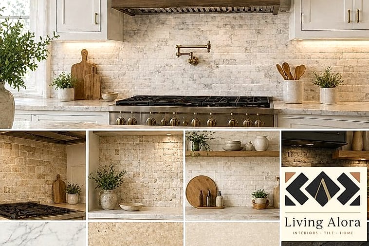 Travertine in a Brick-Lay Pattern