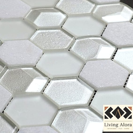 11 White Glass Mosaic Tile Ideas Worth Bookmarking Before You Renovate 11 Two-Tone Mosaic Border Detail